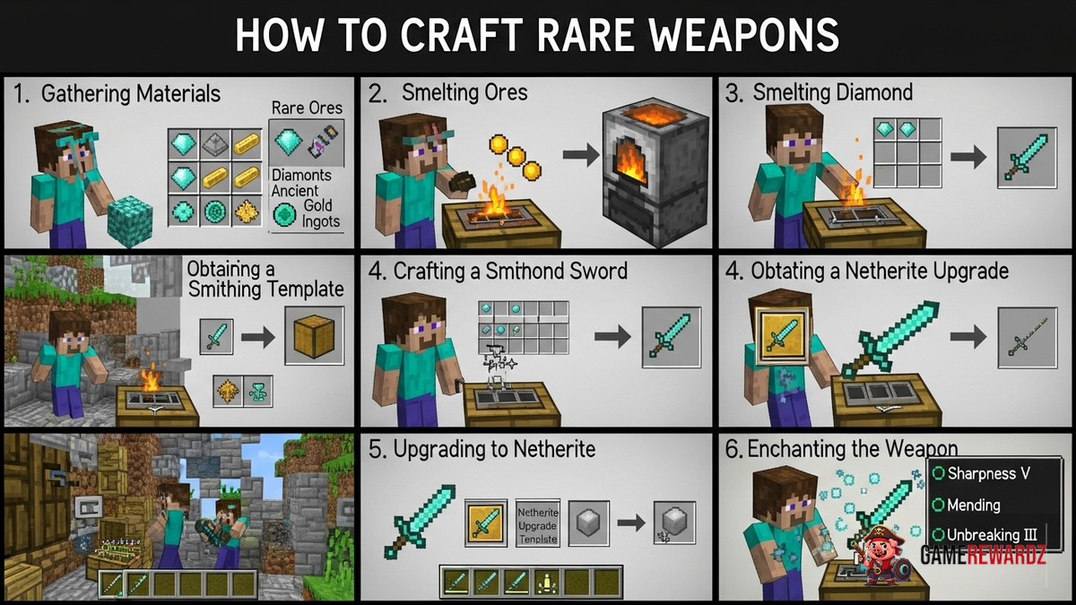 Minecraft How to Craft Rare Weapons